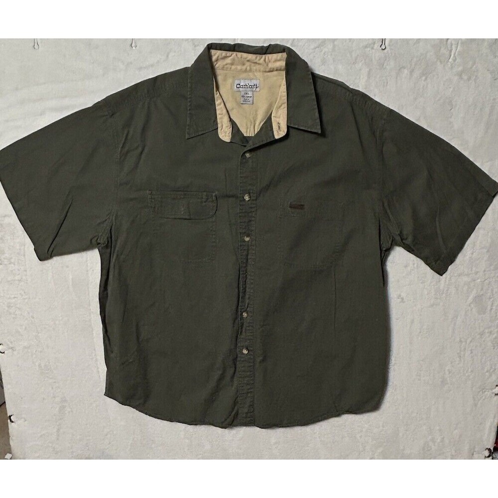 Carhartt Short Sleeve Work Wash Moss Twill Shirt S107MOS Discontinued Men’s 2XL